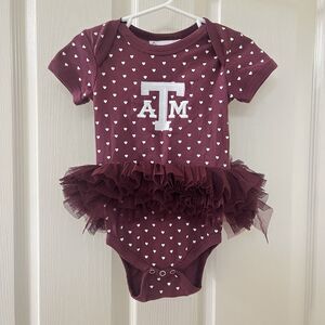 Two Feet Ahead Texas A&M Heart Tutu Bodysuit Creeper Girls Size 12 Months NWT